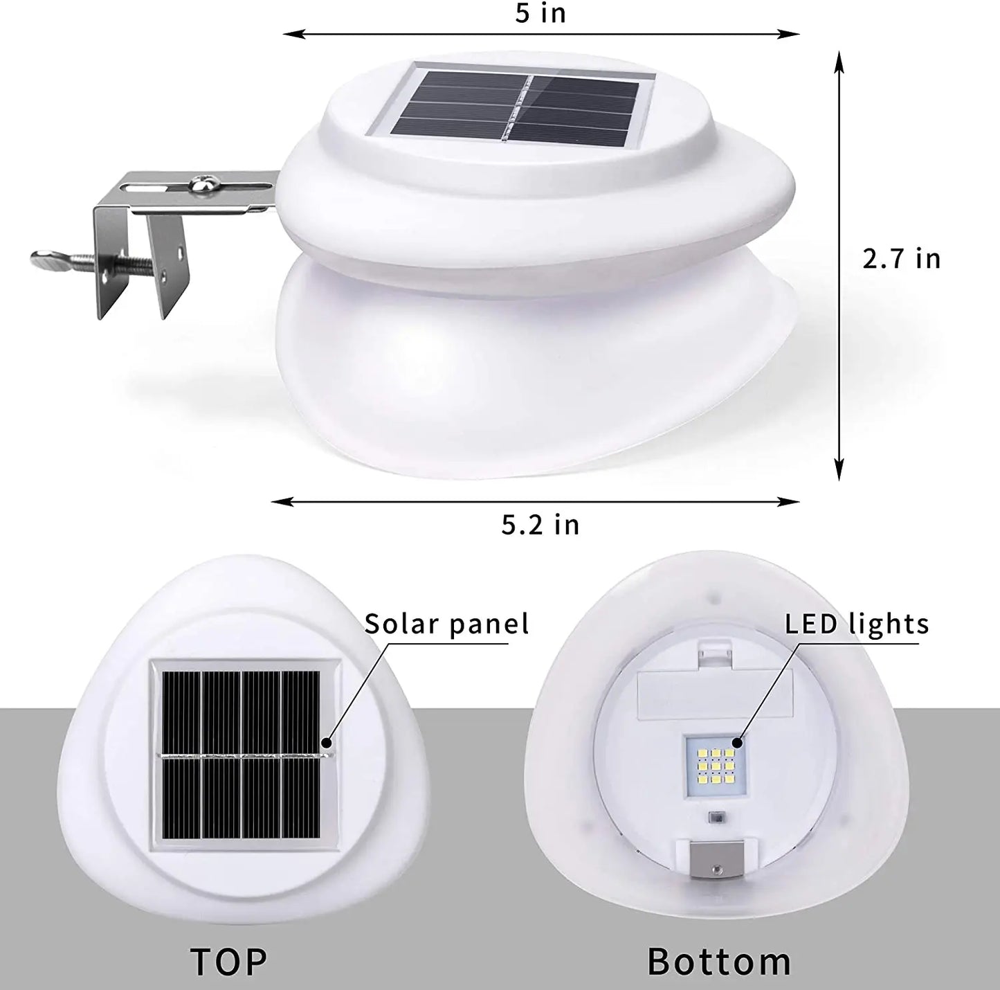 Solar Garden Gutter Lights Outdoor, 9 LED Deck Fence Lights Waterproof for Wall, Deck, Fence, Stair, Step and Yard Decor