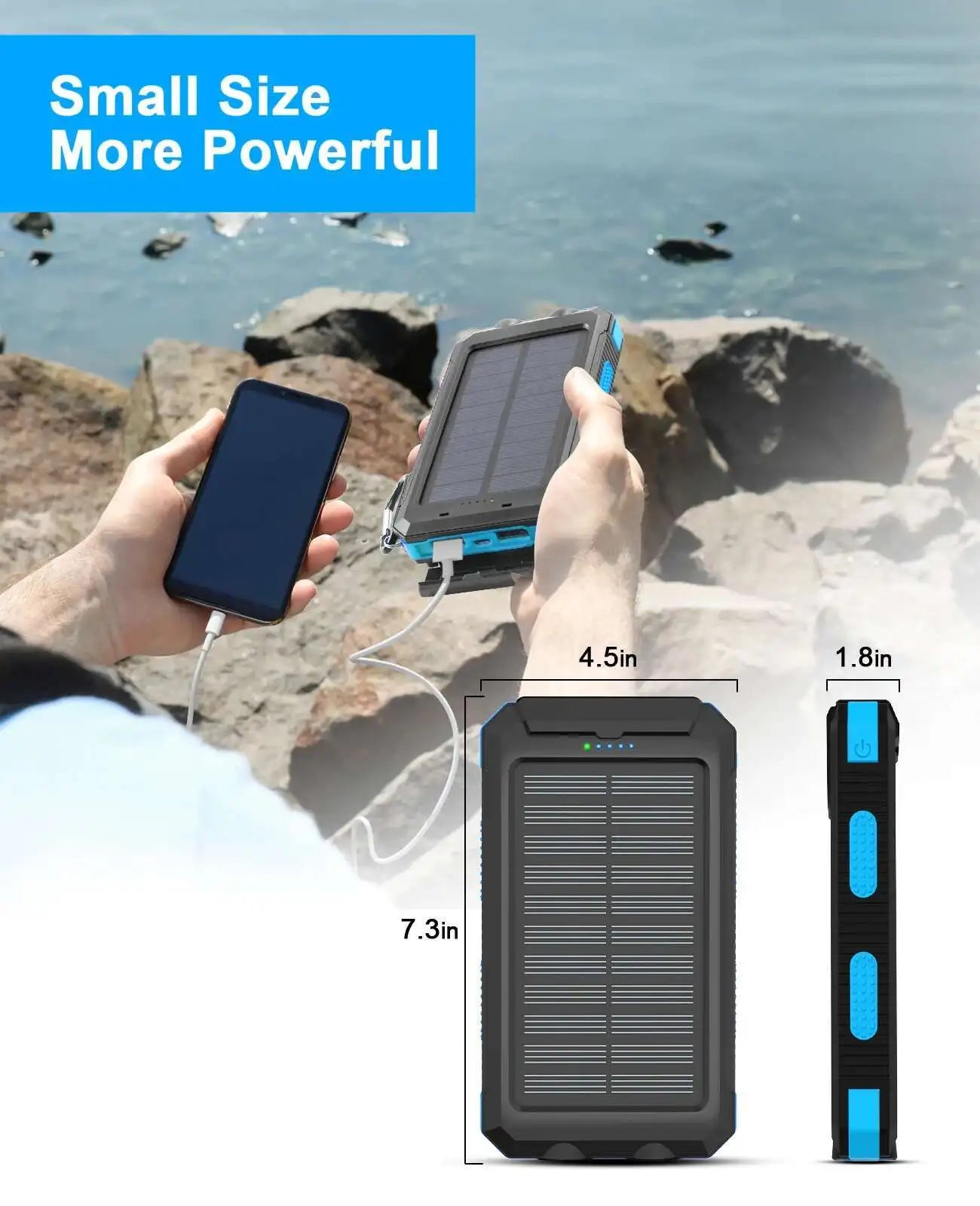 Xilecaly Waterproof Power Bank 20000Mah Dual USB Travel Outdoor Mobile Phone Charger Solar Powerbanks For Camping For iphone 16