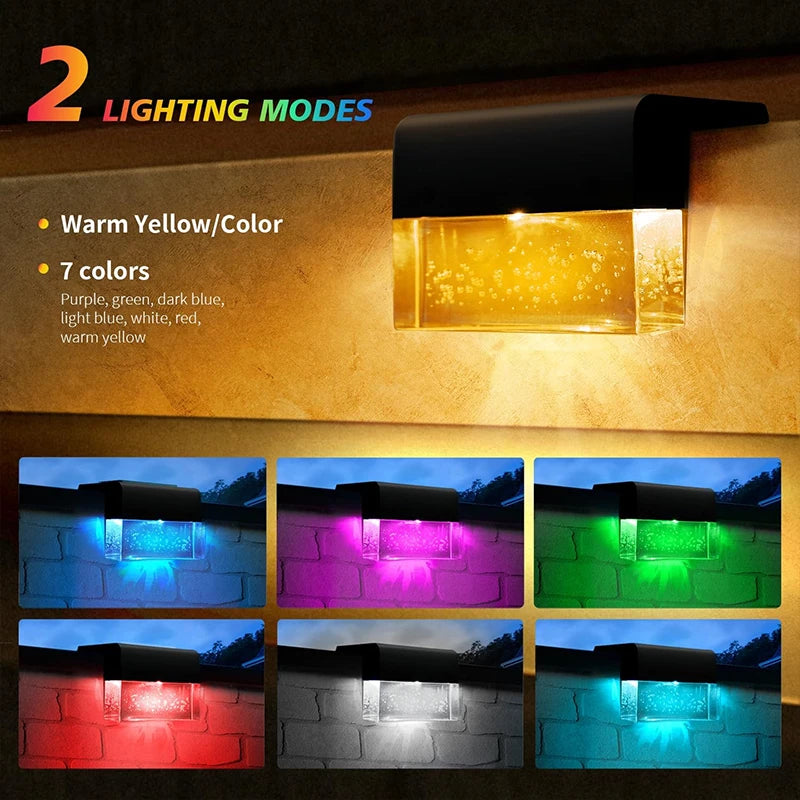 Solar Deck Lights Fence Lights Outdoor Step Lights Waterproof Solar Lights for Railing Stairs Step Fence Yard Patio and Pathway