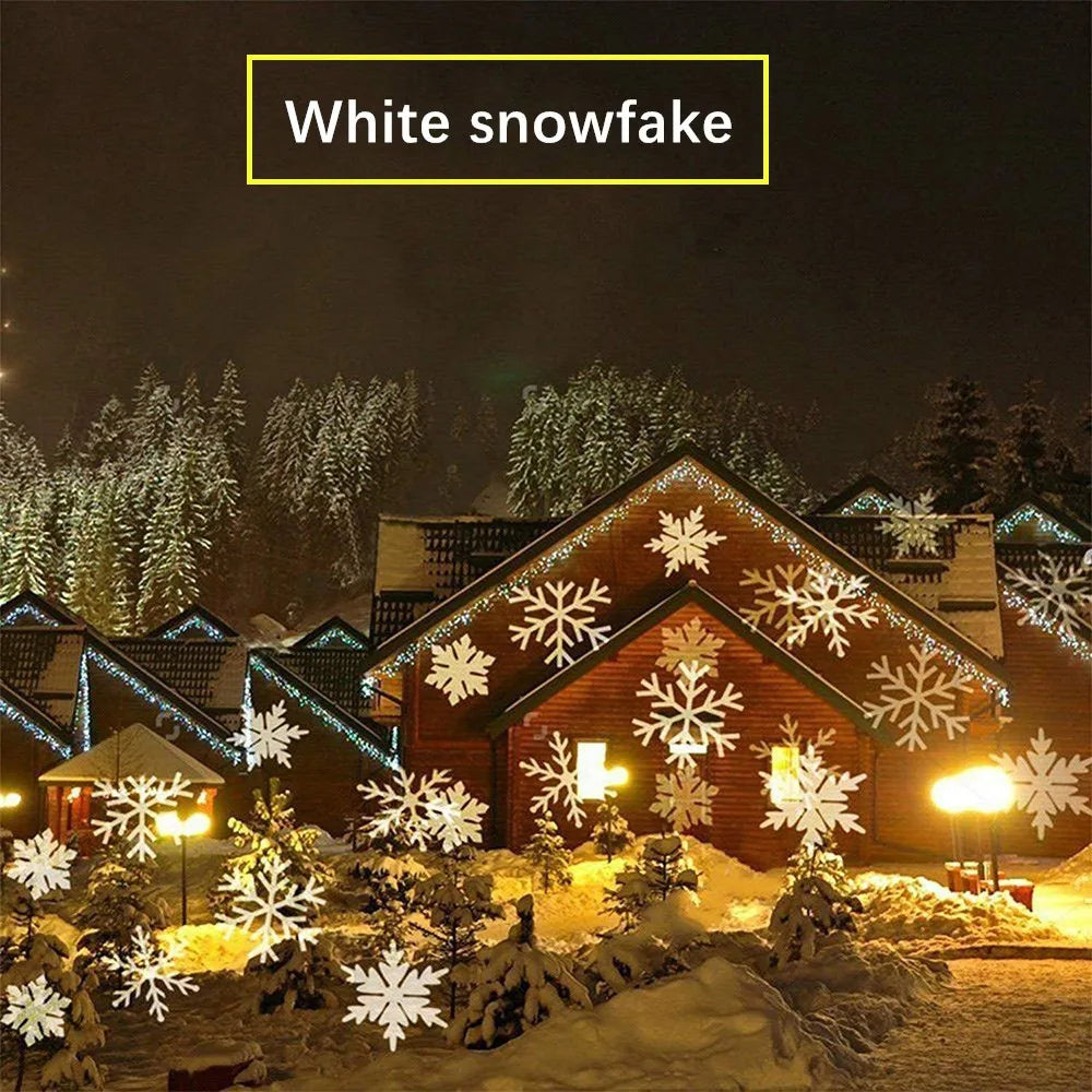 Solar Christmas Snowflake Light DJ Disco Light Outdoor Moving Snowfall Laser Projector Lamp For New Year Party Wedding Decor