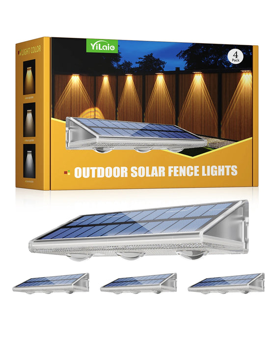 High Bright Solar Fence Lights IP66 Waterproof 3 Modes LED Wall Lamp with Rainbow Decor Auto ON OFF Solar Fence Post Light