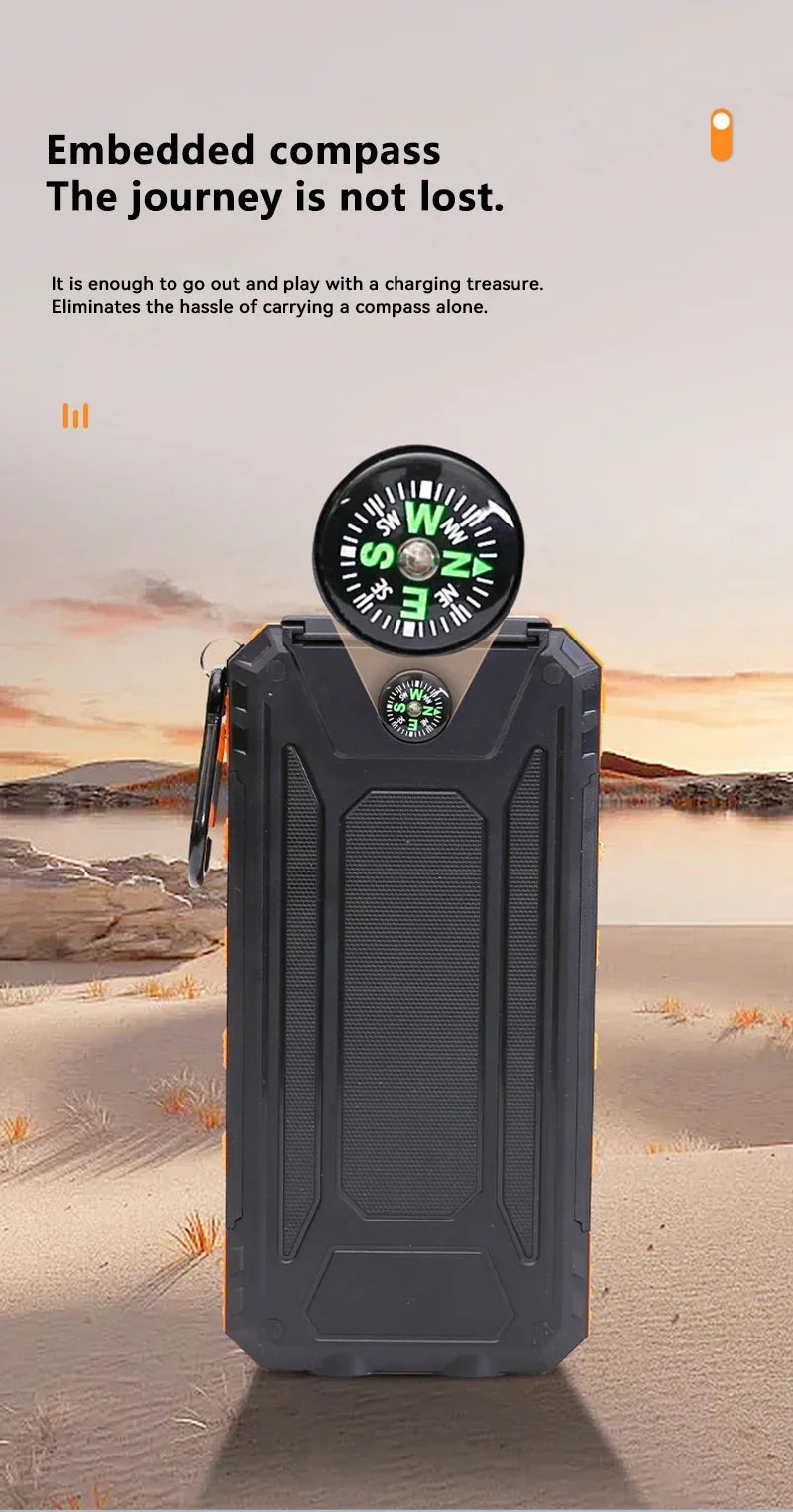Xiaomi Solar Power Bank 50000mAh Portable Charging Poverbank External Battery Charger Strong Light LDE Light for iphone Huawei