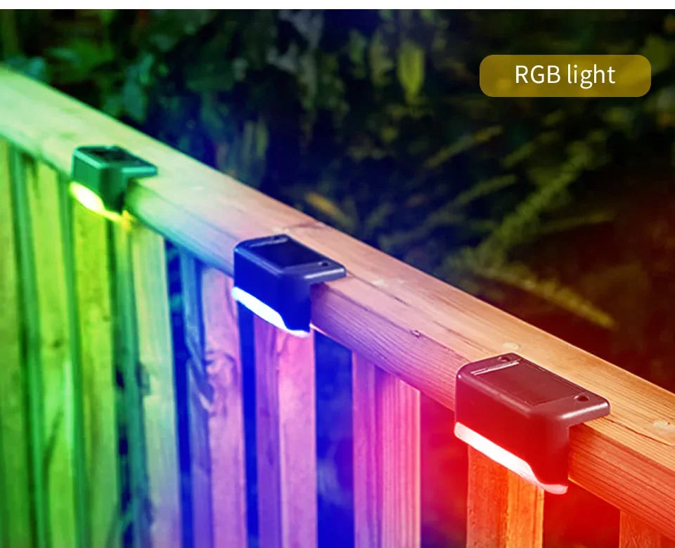 1-8 Pack Led Solar Step Lights Outdoor Fence Garden Lamp for Stairs Yard Patio Pathway Deck 3 Colors Waterproof RGB Sunlight