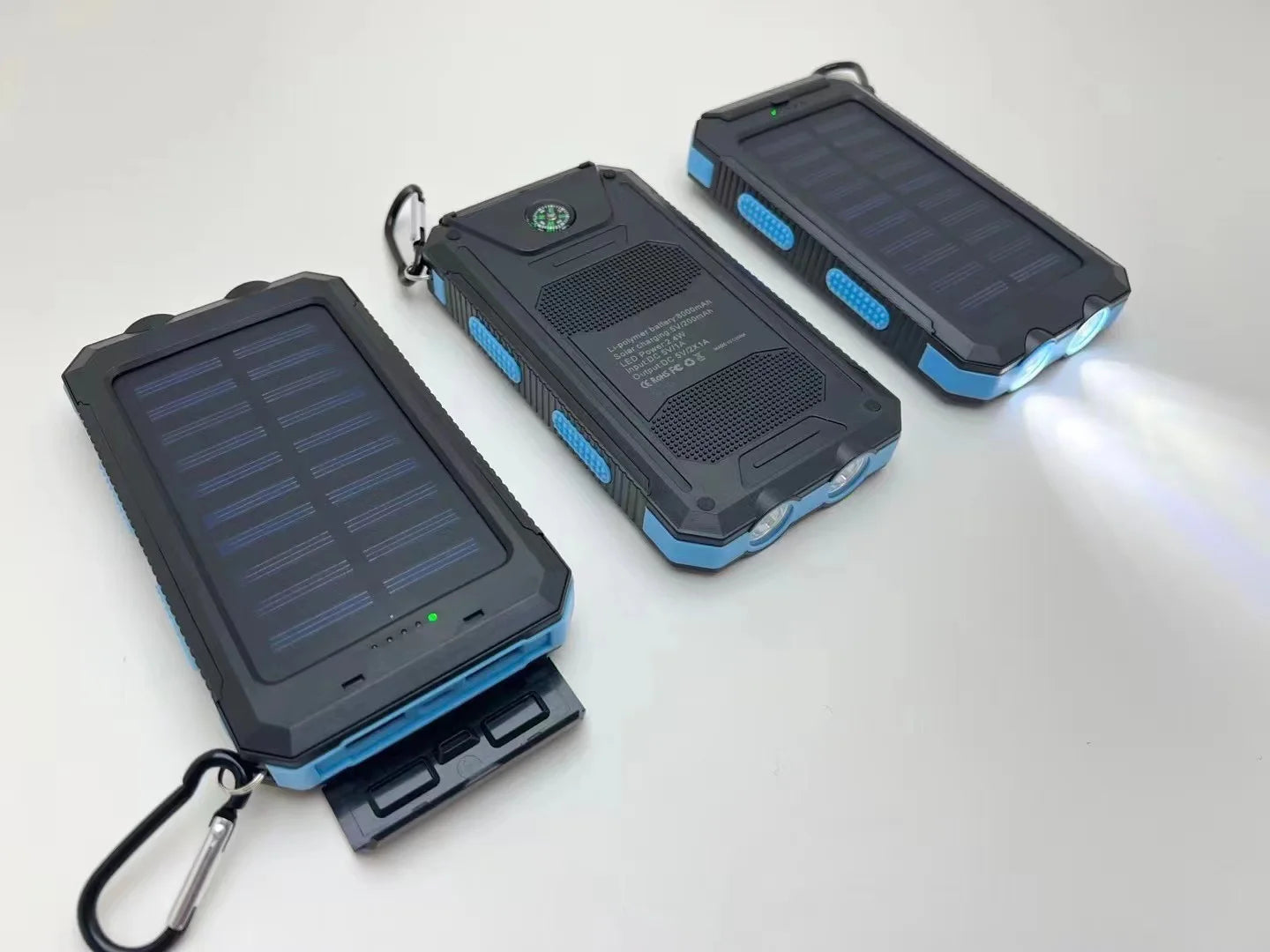 200000mAh Large Capacity Solar Power Bank New Portable With Lanyard Compass External Battery Outdoor Camping Charging Powerbank