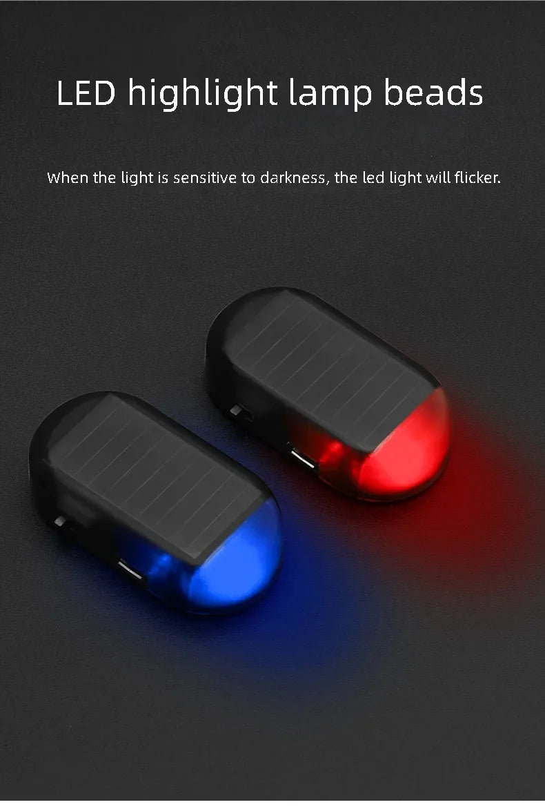 Solar Car Fake Security Light Powered Simulated Dummy Alarm Wireless Warning Anti Theft Caution Lamp LED Flashing Lamp New
