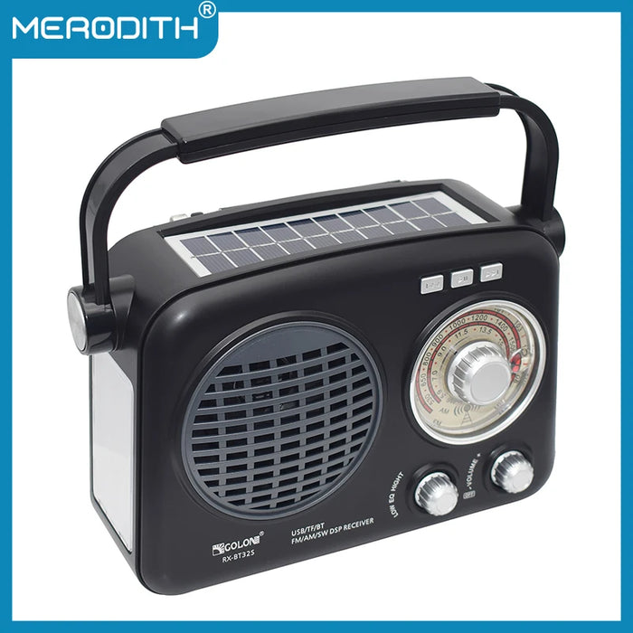 Solar radio FM AM SW 3-way player with mobile phone charging and flashlight MP3 USB TF card multi-function wireless Bluetooth