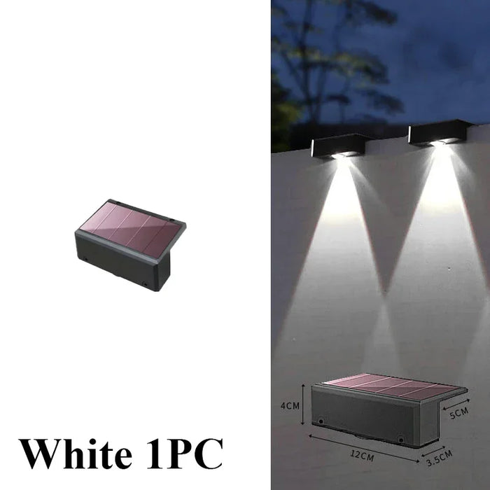 Solar Powered Fence Lights Outdoor Waterproof LED Spot Lens Solar Lamp for Outside Deck Yard Rail Designed for Wall Lighting