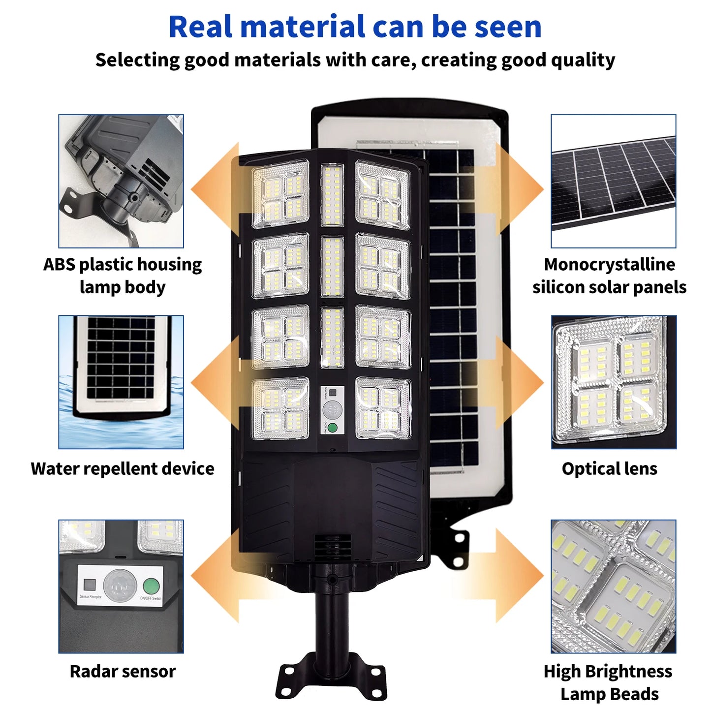 2025 New Solar Street Light 300W Waterproof IP65 Outdoor Motion Sensor LED Lamp with Remote Control for Garden Yard Pathway