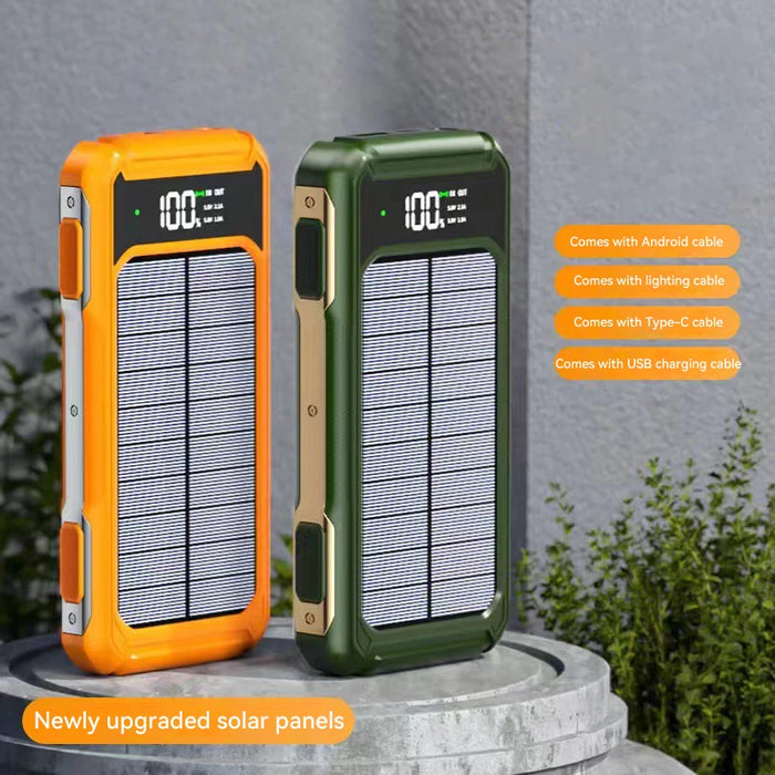 4-in-1 Solar Power Bank Built-in-cables 100000mAh High Capacity Charger Fast Charging Intelligent Digital Display Battery 2025