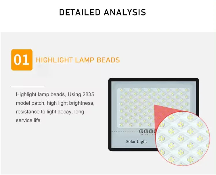 Super bright solar light LED solar floodlight 100w 200w 300w 400w IP67 high waterproof outdoor floodlight LED courtyard light