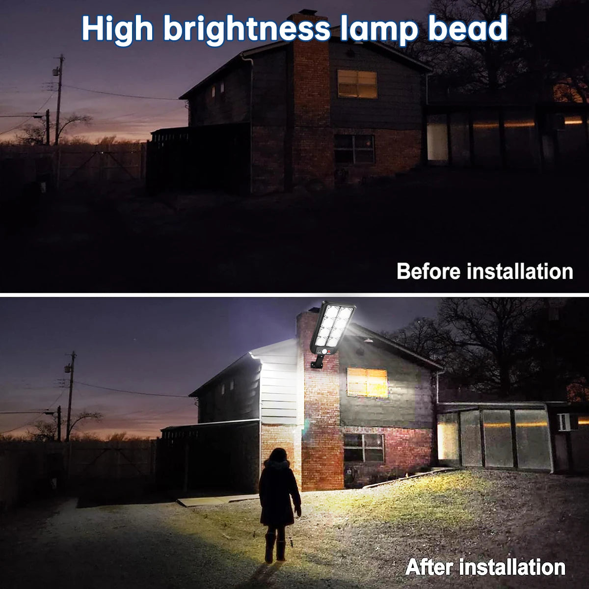 Solar Street Lights Outdoor Waterproof Solar Lamp with Remote Control 3 Working Modes IP65 Waterproof for Garden Wall Yard