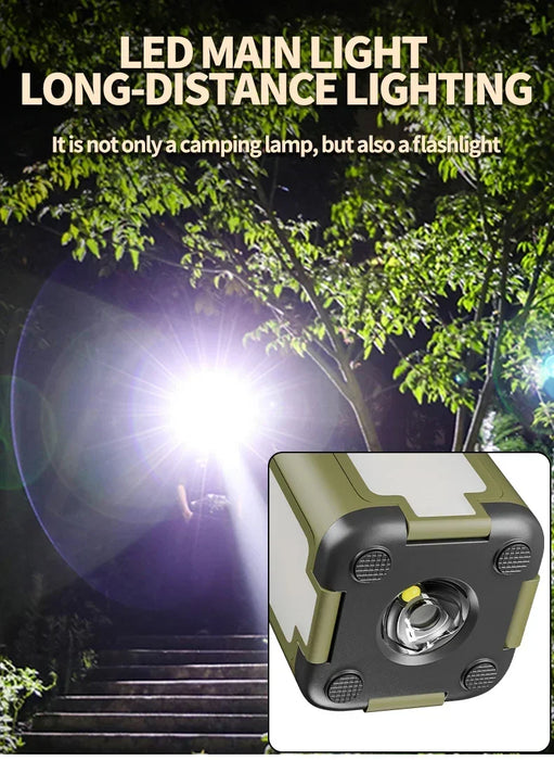 Solar Outdoor Portable Camping Light Solar Charging Foldable 2000mah Power Bank Intelligent Display Portable Hanging Tent Light