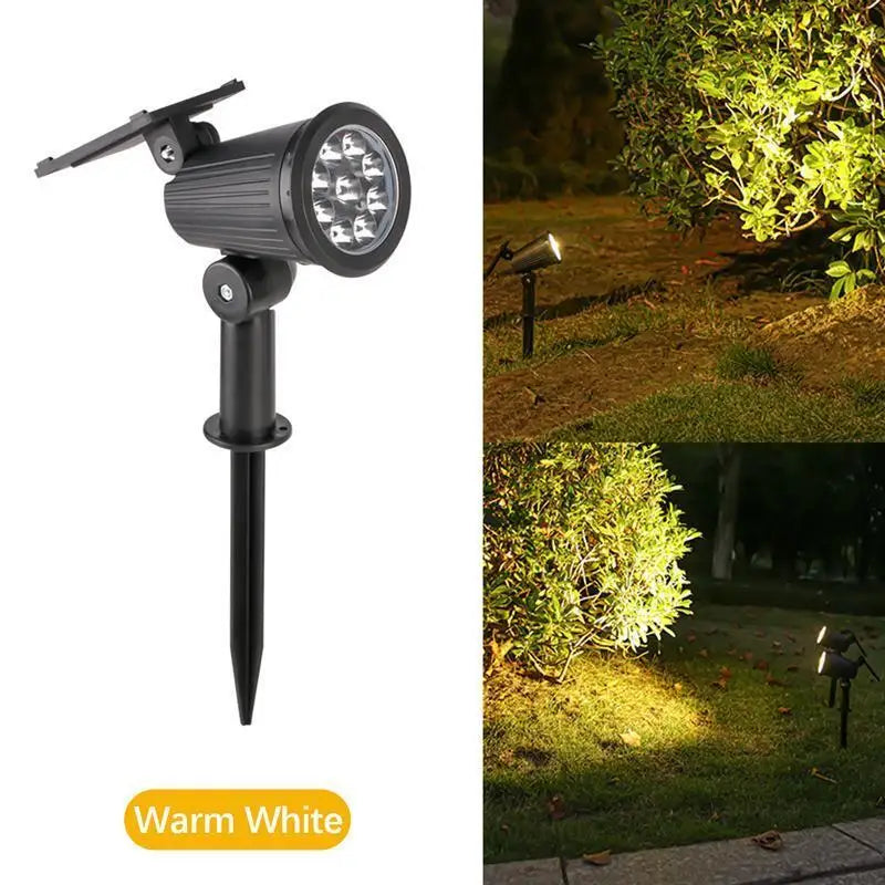 9 LED Outdoor Solar Spotlights Waterproof IP65 Brightness Adjustable Spot Light for Outdoor Garden Backyard Lawn Decor Lighting
