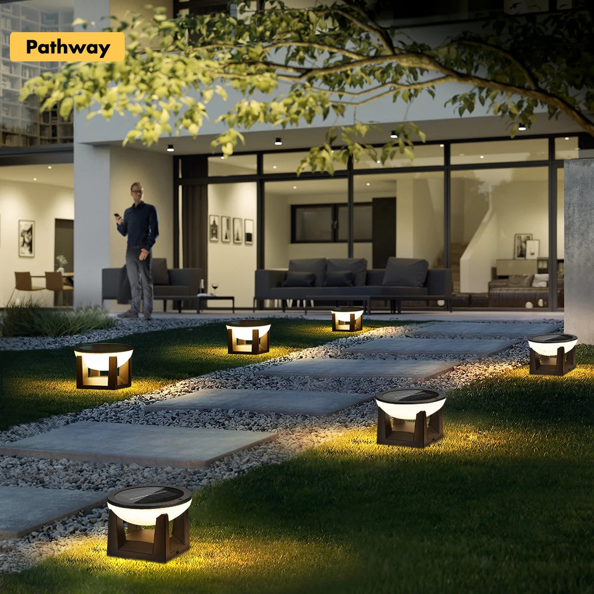 Solar Post Lights Outdoor Pillar Light Waterproof Modern Column Lamp LED Lantern Solar Powered Landscape Lighting For Patio Yard
