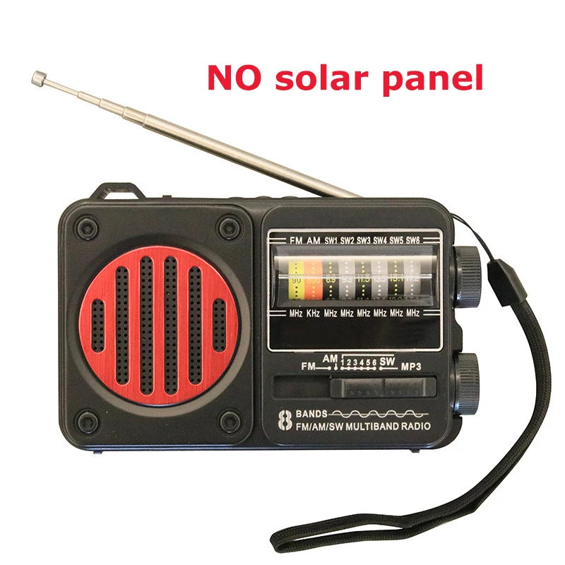 Portable Vintage FM AM SW Radio Solar Charging Emergency Radios Receiver Wireless Bluetooth Speaker Support Flashlight TF USB