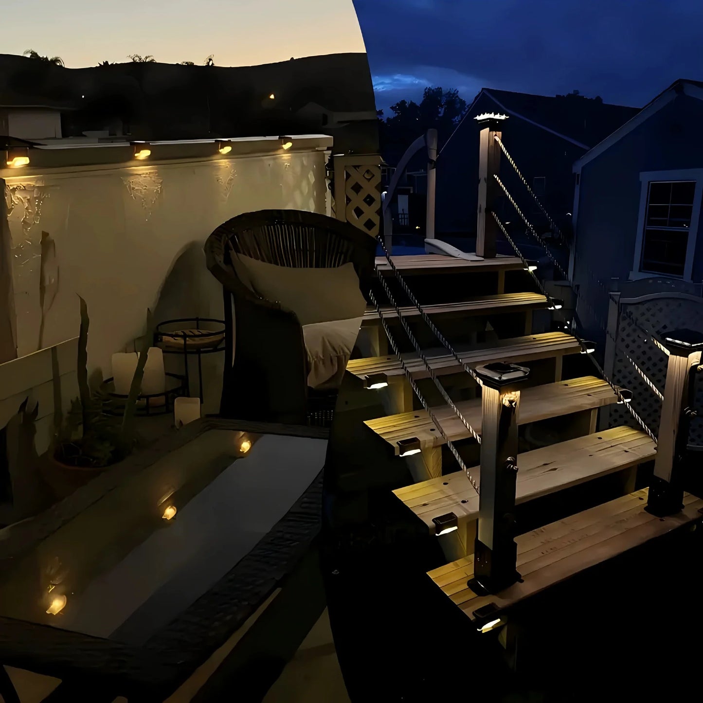 Solar Deck Lights 1/4 PacK Outdoor Step Lights Waterproof Led Solar Lamp For Stairs Railing Step Fence Yard Patio and Pathway