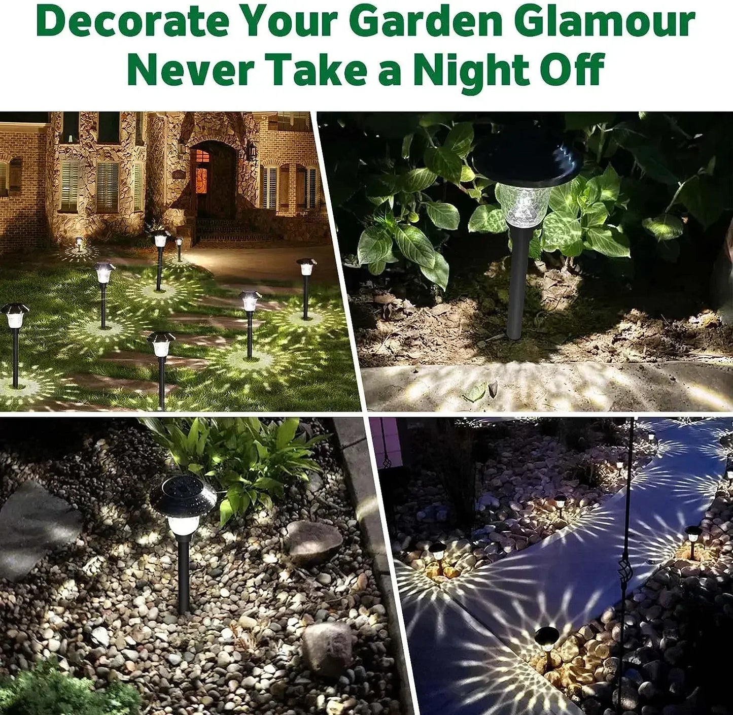 Solar Pathway Lights Outdoor Waterproof Bright Monocrystalline Silicon Garden Decora Light LED Landscape Lamp for Yard Fenced