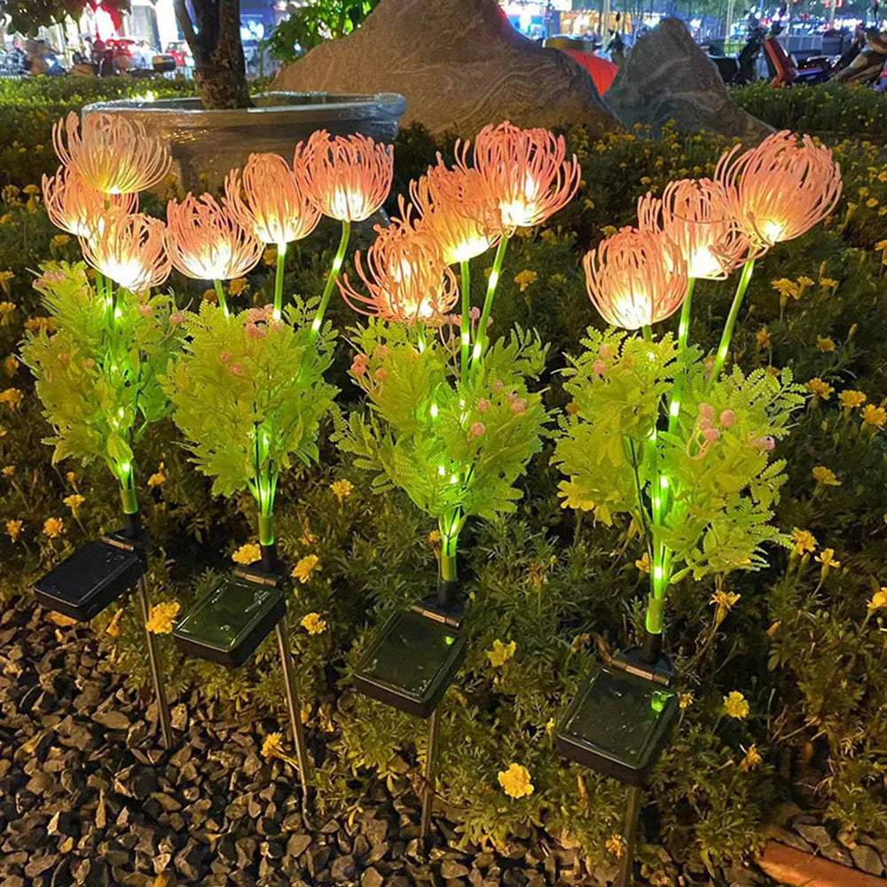 2pcs Solar Garden Lights, Solar Flowers Lights with Glowing Flowers & Stems Solar Panel Landscape Light LED Solar Stake Lights