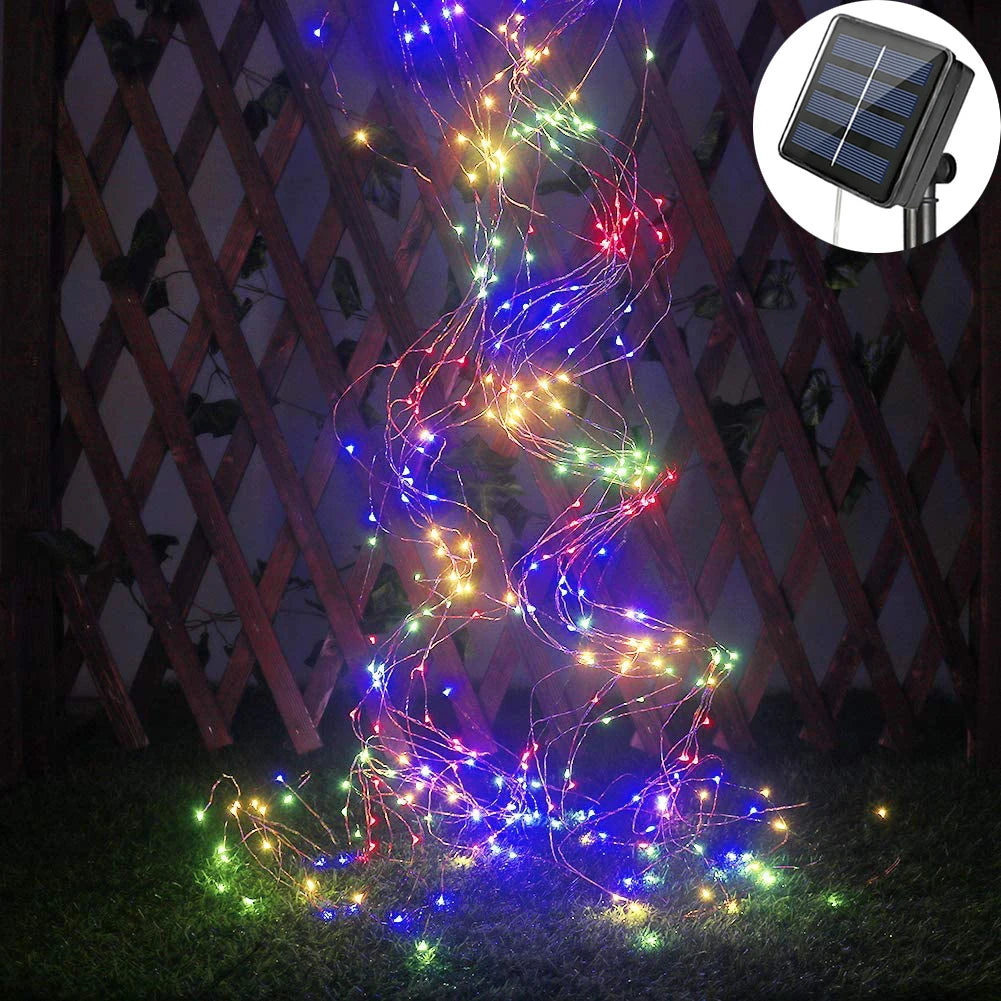 1set Solar String Light, 10 Strands 200 LEDs Hanging Vine Tree Lights Waterfall Vine Branch Lights Twinkle Starry Lights