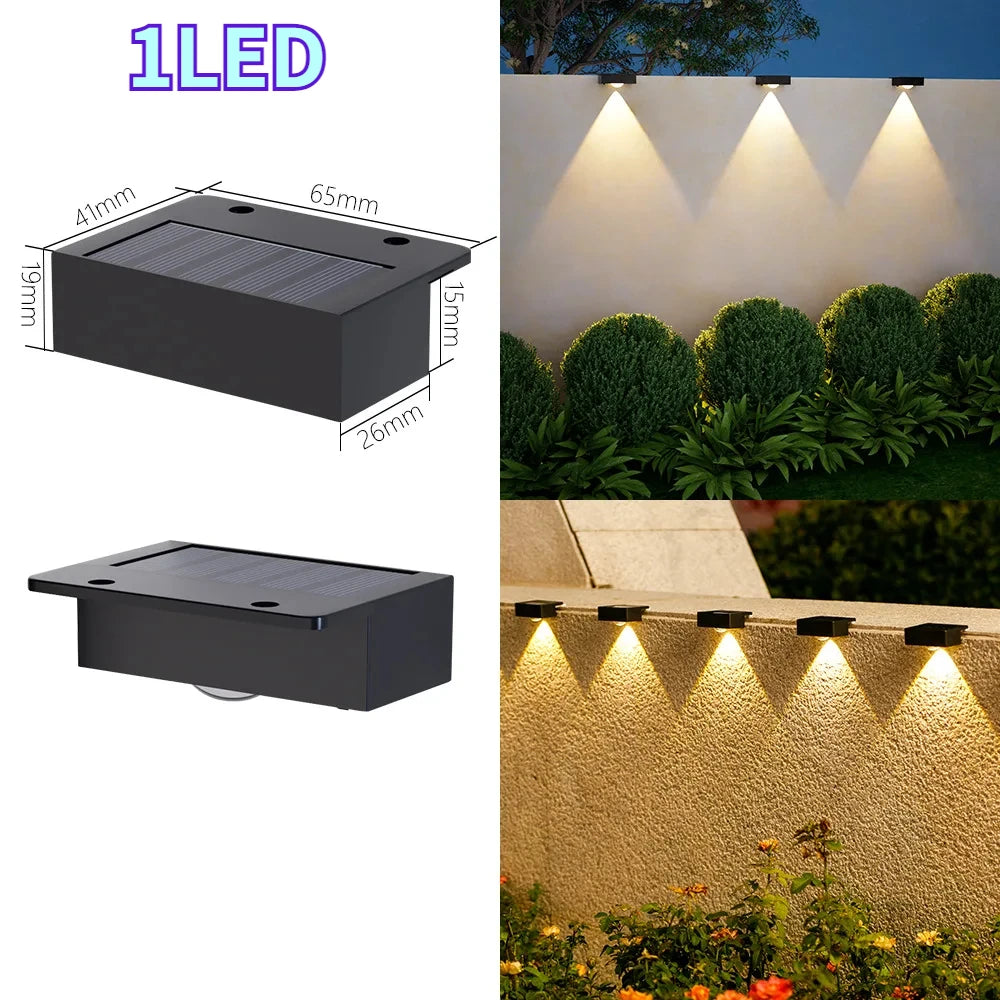 Solar Step Lights Solar Fence Lights Outdoor Waterproof LED Wall Lamps Deck Lights for Stair Fence Step Walkway Patio Garden