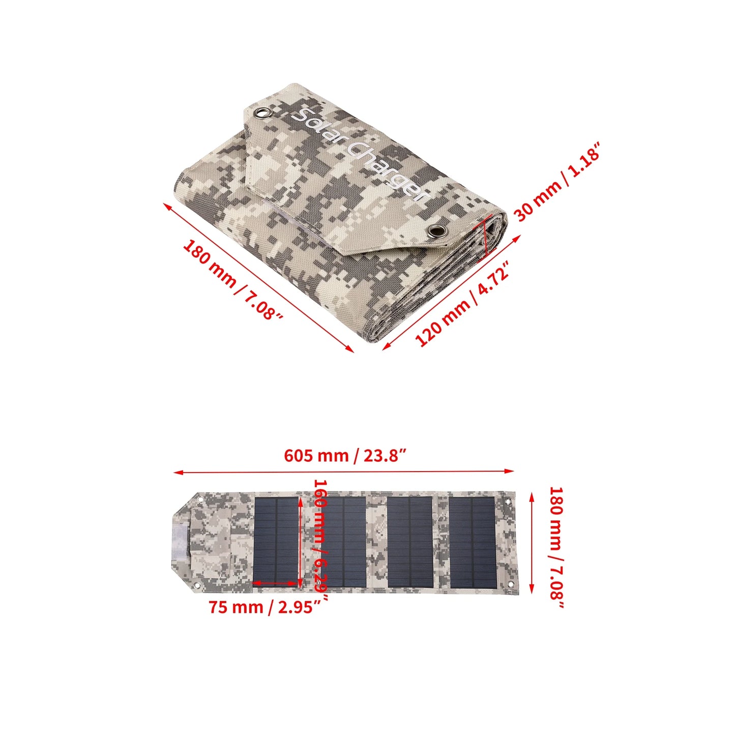 100W/80W/60W Foldable Solar Panel USB 5V Solar Charger Portable Solar Cell Outdoor Phone Power Bank for Camping Hiking + Cable