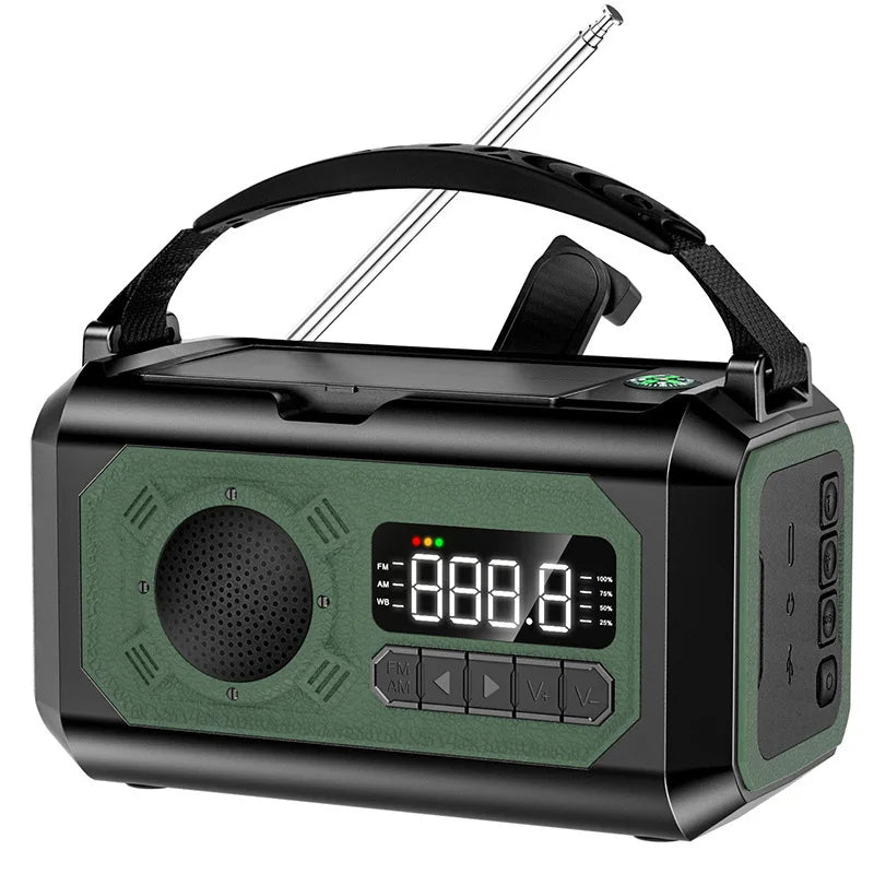 Solar Hand Crank 12000mAh Multifunction Emergency Weather Radio Reading Lamp Power Bank SOS Alarm Radio Receiver