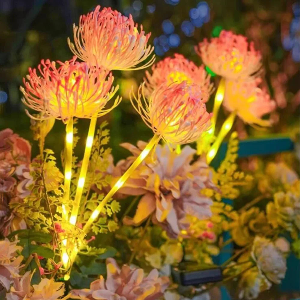 2pcs Solar Garden Lights, Solar Flowers Lights with Glowing Flowers & Stems Solar Panel Landscape Light LED Solar Stake Lights
