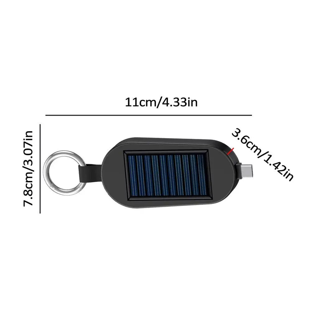 3000mAh Portable Solar Power Bank Charger Solar Keychain Mini TYPE C Power Bank With Wireless Watch Fast Charging Power Bank