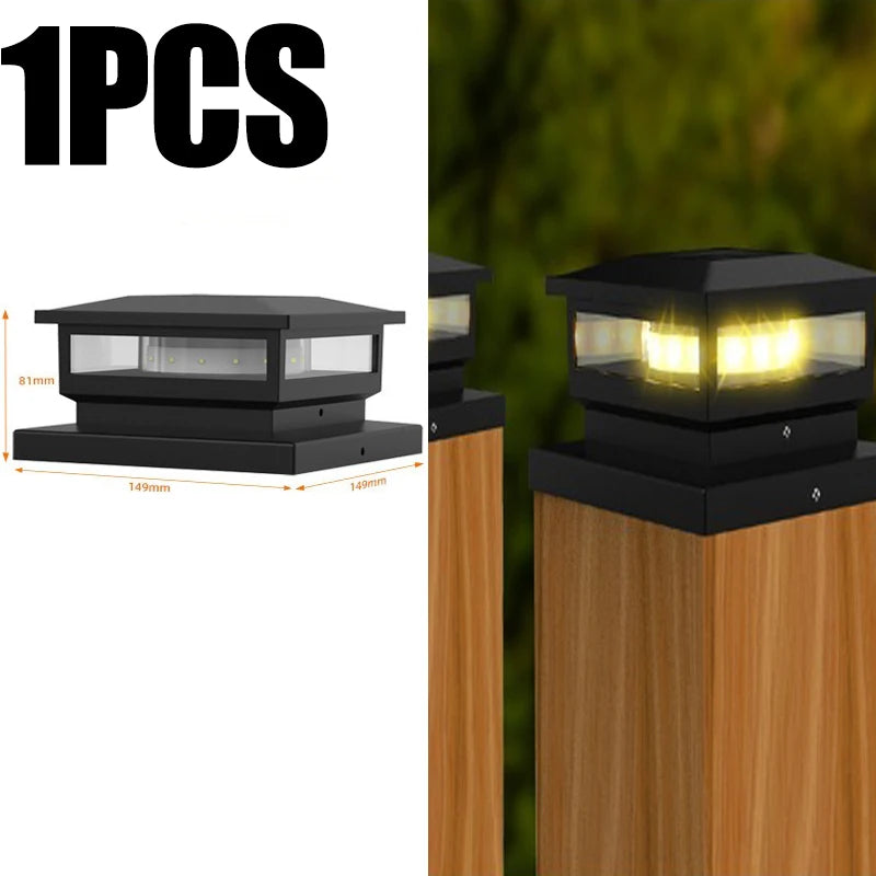 Solar Light Outdoor Waterproof Solar Post Light Villa Column Lamp Fence Gate Pillar Head LED Lamp For House Gate Patio Garden