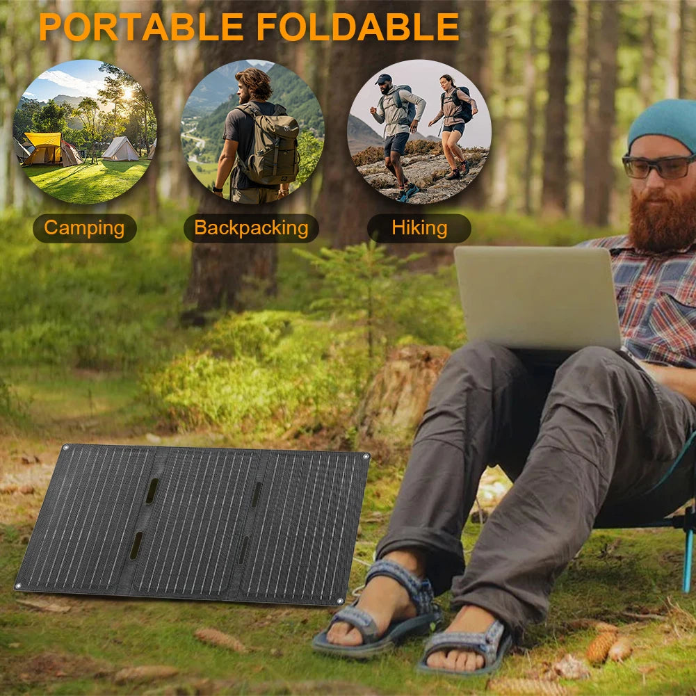 45W Foldable Solar Panel Portable Solar Panel Waterproof Outdoor Portable Folding Solar Panel Charger for Outdoor Camping Hiking