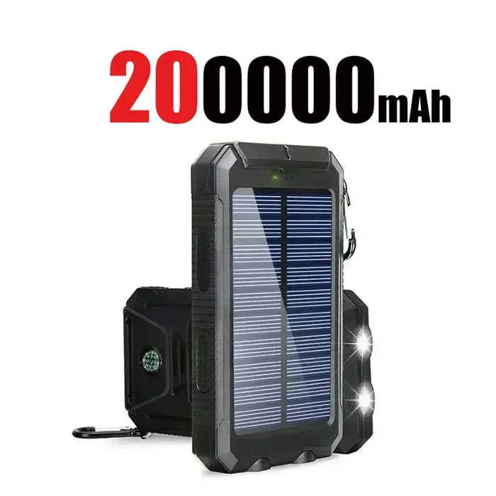 200000mAh Solar Power Bank Fast Charging Outdoor Large Capacity External Battery PowerBank Flashlight For iPhone Huawei Xiaomi