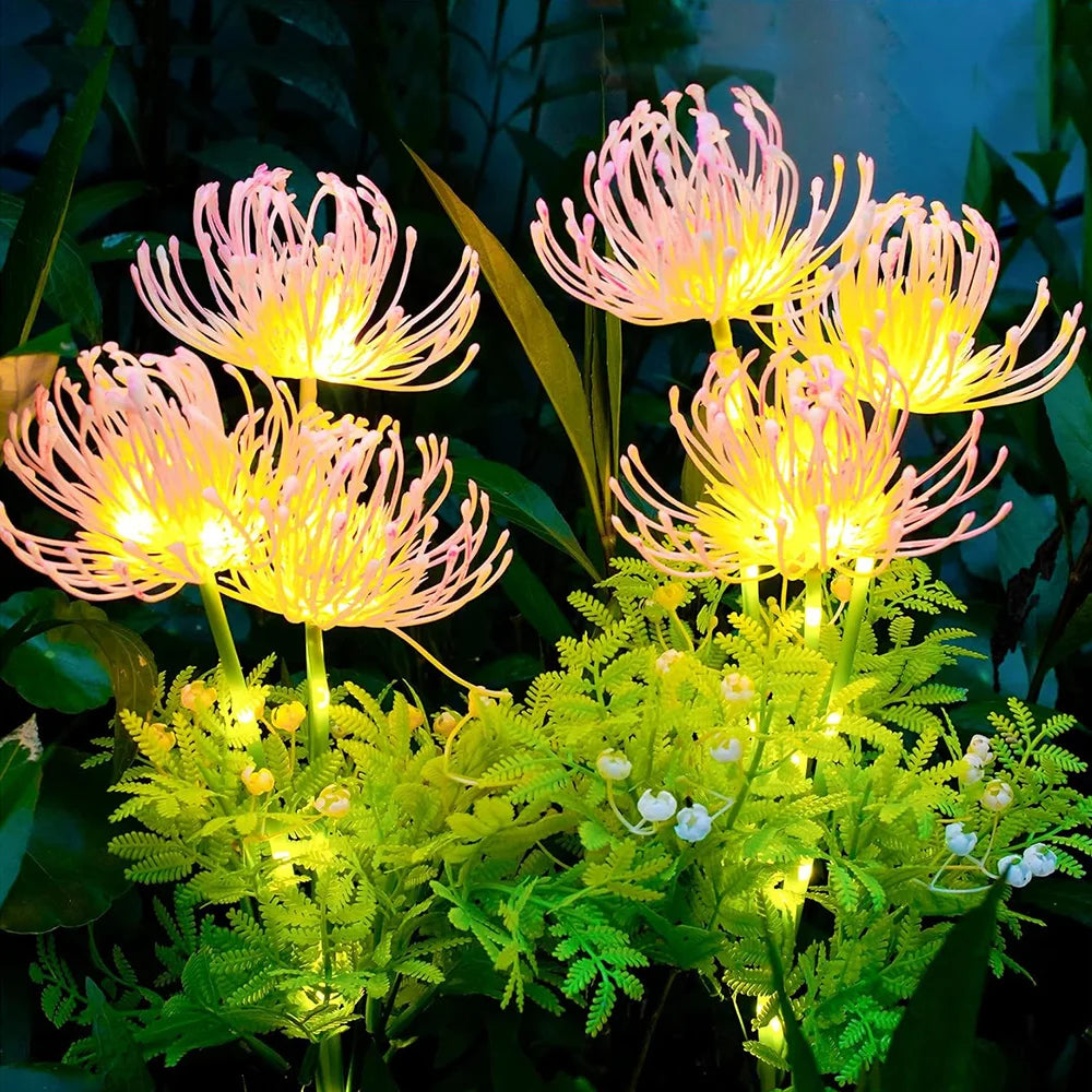2pcs Solar Garden Lights, Solar Flowers Lights with Glowing Flowers & Stems Solar Panel Landscape Light LED Solar Stake Lights