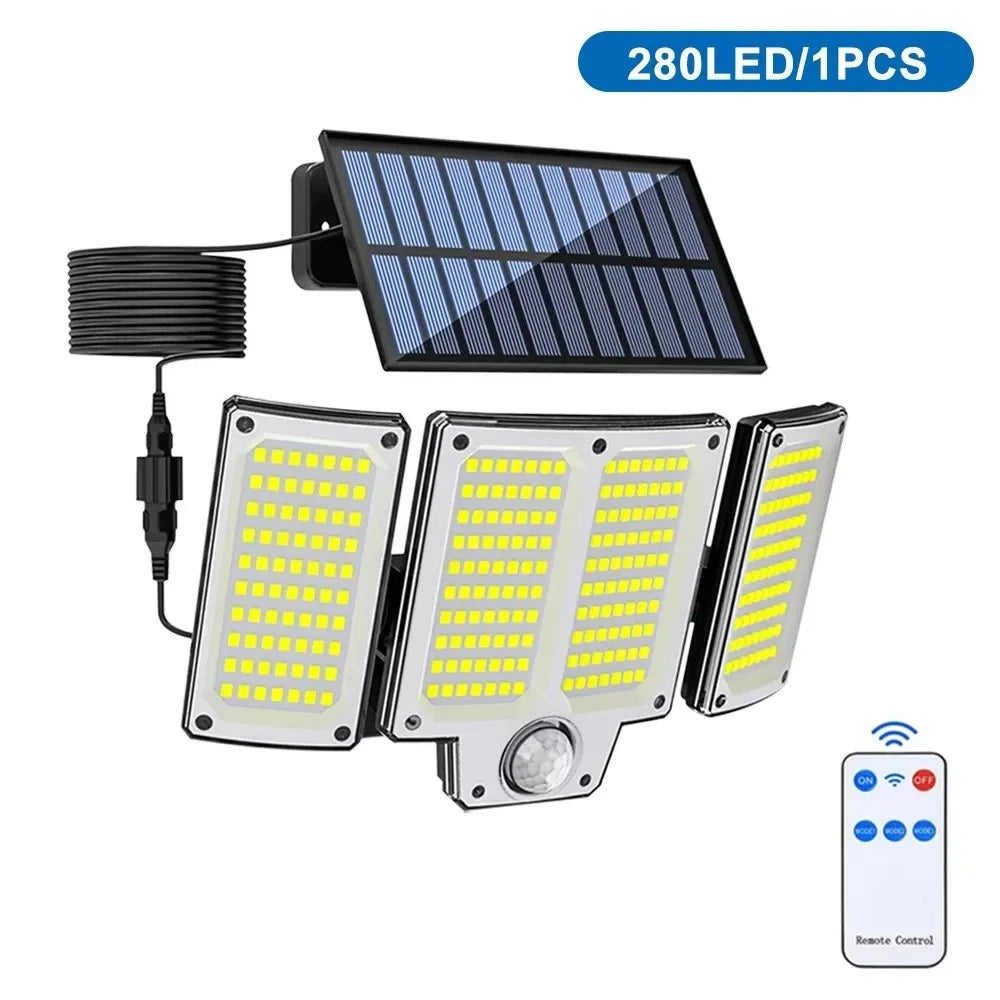 Solar Flood Lights Outdoor 106/280 LED Solar Motion Lights Remote Solar Security Lights Wall Light Waterproof 3 Modes Garden