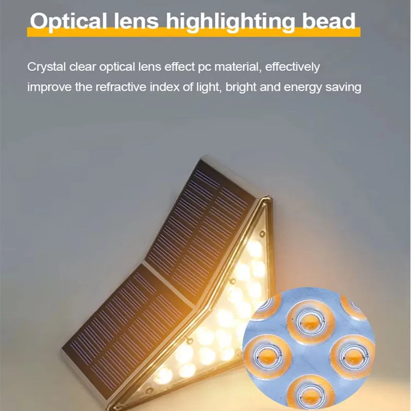 Solar Step Lights for Outside IP67 Waterproof Solar Stair Light Warm White Lighting Patio Garden Courtyard Door Sidewalk Decor