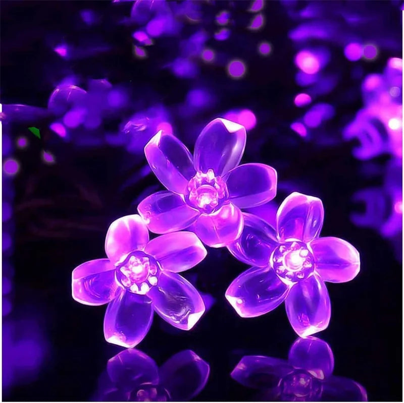 Solar Garden Light Flower Outdoor Solar String Lights Waterproof Fairy Simulation Floral Garlands Lamp Christmas Decoration