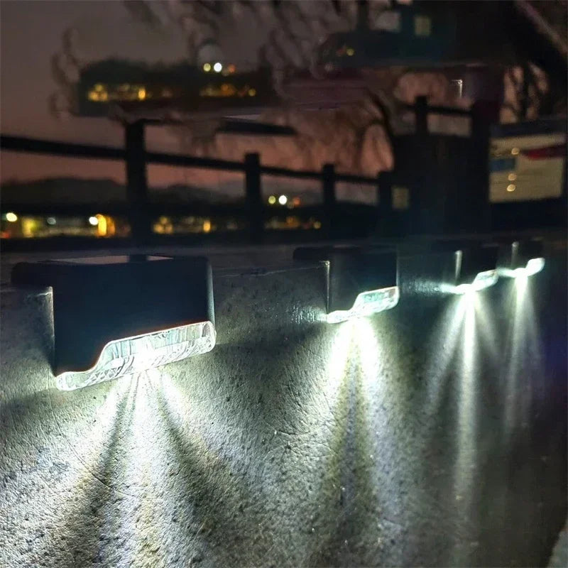 Solar Deck Lights 4 PacK Outdoor Step Lights Waterproof Led Solar Lamp for Railing Stairs Step Fence Yard Patio and Pathway