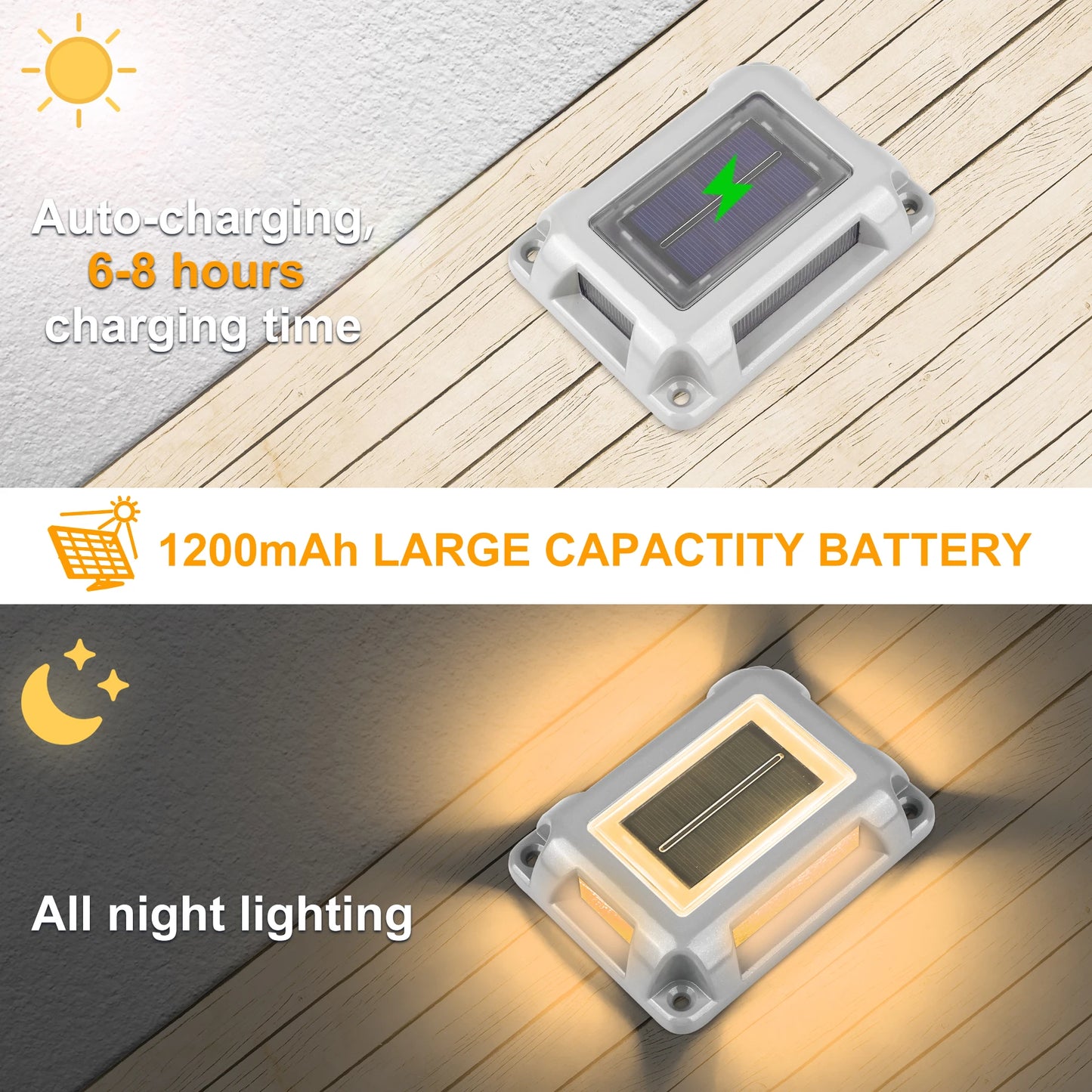 1pc 6LED Outdoor Deck Lights Solar Garden Step Lighting IP65 Waterproof For Stairs Patio Pathway Yard Fence Wall Lamp