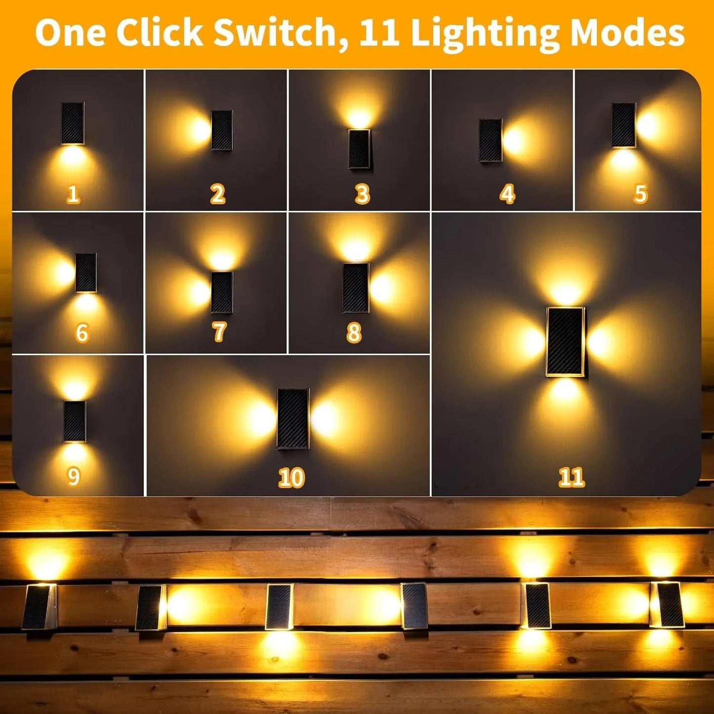 1/4/6 Packs Solar Lights Outdoor Deck & Wall Lights IP65 Waterproof LED Solar Fence Lights for Garden, Stairs, Patio, Yard, Pool