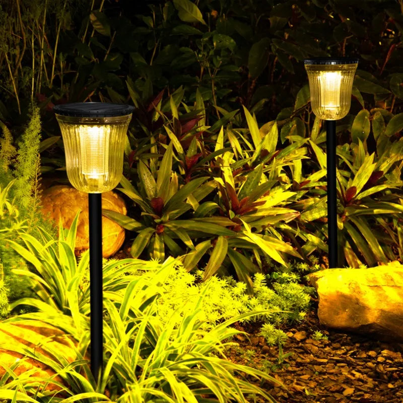 Solar Outdoor Lights New Garden Lamps Powered Waterproof Landscape Path for Yard Backyard Lawn Patio Decorative LED Lighting