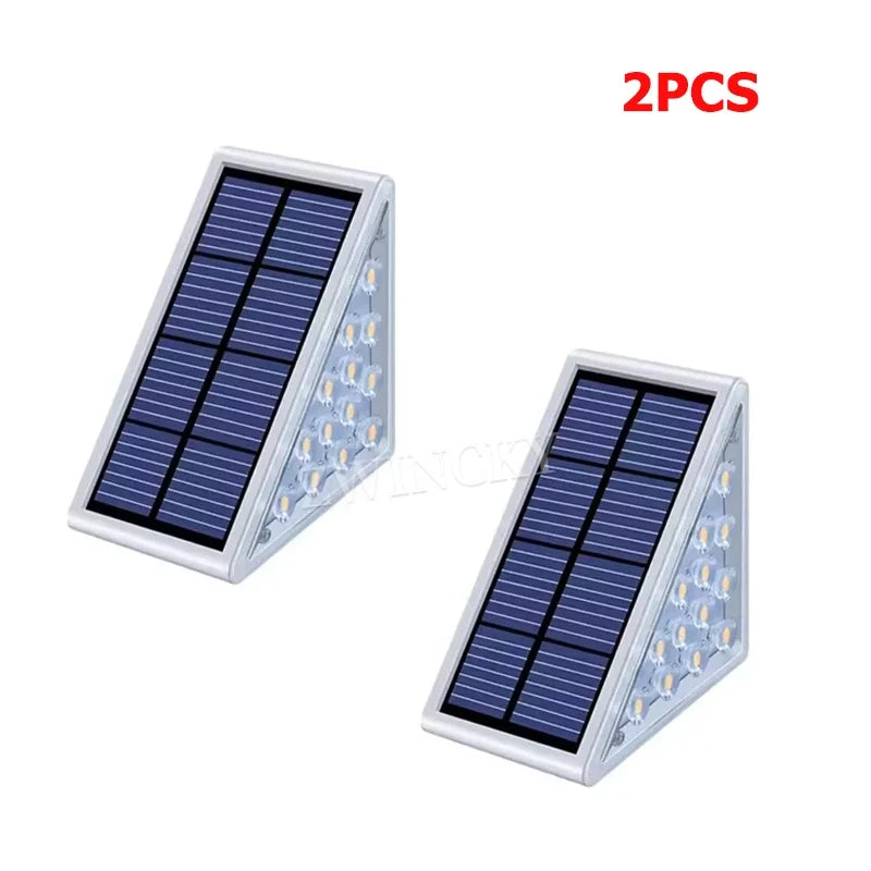 Solar Step Lights for Outside White/Warm Solar Stair Light Outdoor Waterproof IP67 Solar Lights for Steps Stair Patio Yard Porch