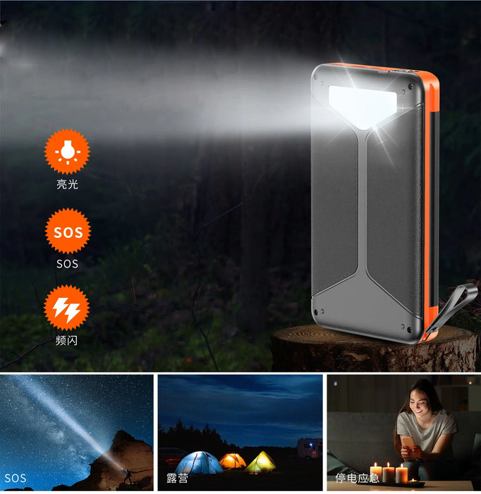 For IPhone 15 14 13 Huawei Xiaomi Poverbank 20000mAh Folding Solar Power Bank with 3 Solar Panel Qi Wireless Charger Powerbank