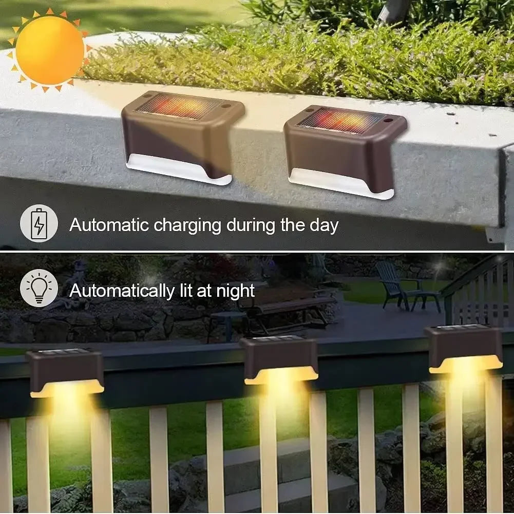 1~24PCs Solar Deck Lights Outdoor Waterproof LED Garden Step Light Stair Decorative Fence Lighting Patio Stairs Railing Pathway