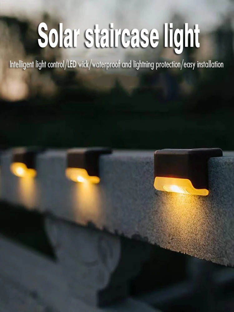 4PCS Solar Deck Light Outdoor IP65 Waterproof Solar Power Garden Lamps for Railing Stairs Step Fence Yard Patio Pathway