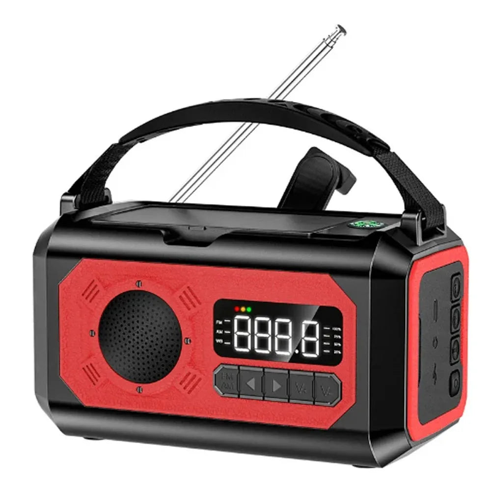 12000mAh AM/FM/NOAA Weather Radio with 2 Solar Panels Solar Hand Crank Portable Emergency Radio Reading Lamp for Outdoor Camping