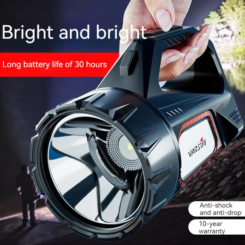Warsun USB Rechargeable Solar Energy Camp Flashlights ABS Portable Waterproof Torch Work Light Outdoor Searchlight