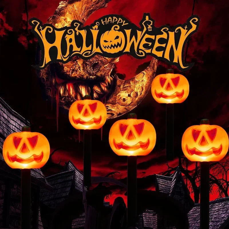2PCS Solar Powered Lawn Lamp Set of 5 Cute Ghost lanterns Decorated Halloween Party Decoration For Home bar Atmosphere Decor