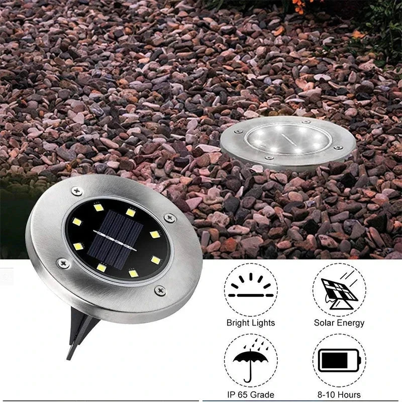 Solar LED Floor Lamp 8LED Outdoor Lawn Light Waterproof Underground Lamps for Lawn Decoration Garden Terrace Courtyard