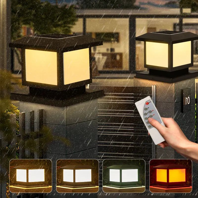 Solar Column Light Garden Solar Lamps Waterproof LED Solar Pillar Light Timed Remote Control LED Outdoor Lighting Courtyard Lamp