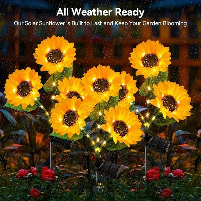 3 LED Solar Flower Lights Solar Simulation Flower Lights | Outdoor Decoration for Courtyard Villa Lawn Garden Pathway