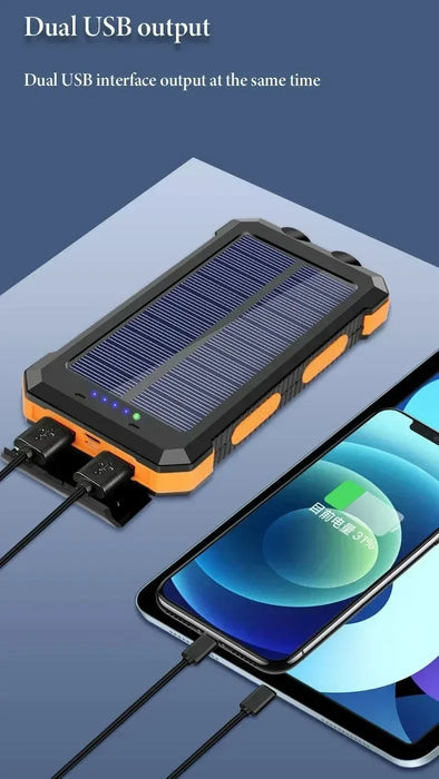 200000mAh Solar Power Bank Portable Charger with Compass LED Light Carabiner Outdoor Camping External Battery Pack For xiaomi